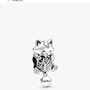 Pandora Silver Cat Charm with Meow Disc
